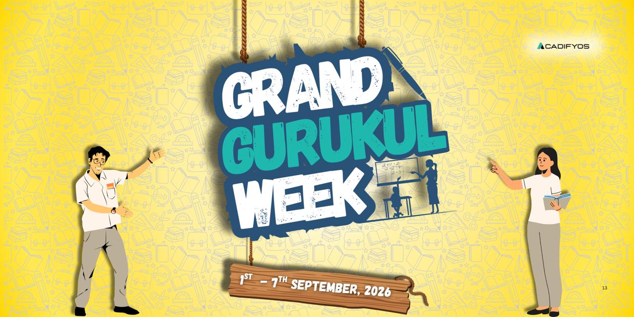 Grand Gurukul Week — 1–7 September 2026. Up to 2 months free, a mystery gift, free data migration and a 4-year price lock.